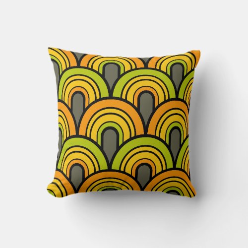 retro vintage mid century circle arches pattern 2 throw pillow