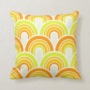 retro vintage mid century circle arches pattern throw pillow