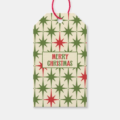 Retro Vintage Mid_Century Merry Christmas Stars Gift Tags