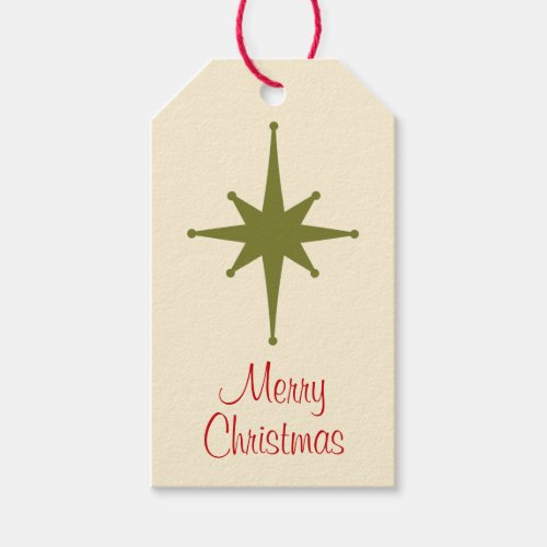 Retro Vintage Minimalist Christmas Star Gift Tags