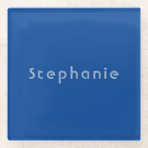 Retro Vintage Minimalist Modern Blue Glass Coaster