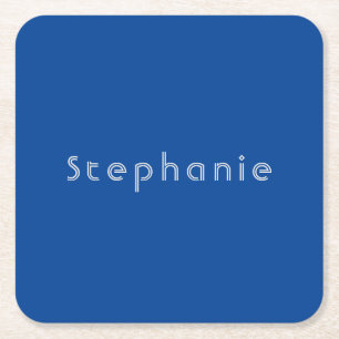 Retro Vintage Minimalist Modern Blue Square Paper Coaster