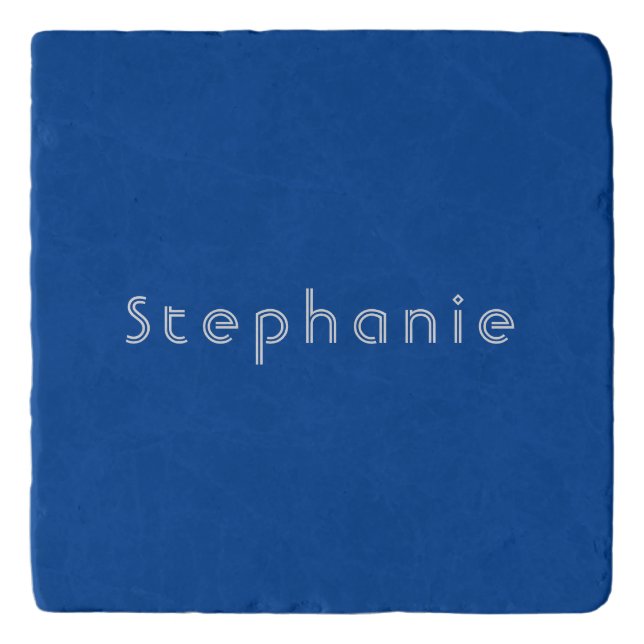 Retro Vintage Minimalist Modern Blue Trivet (Front)