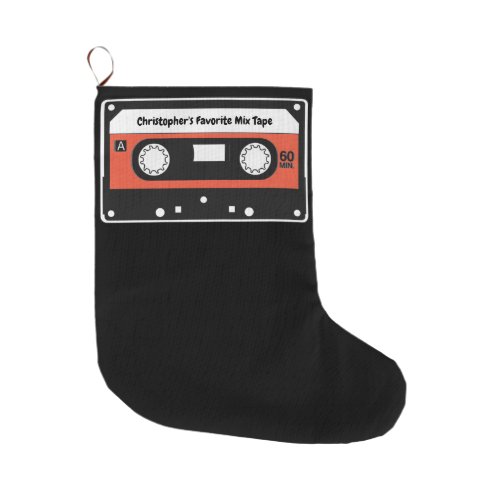 Retro Vintage Mix Tape Large Christmas Stocking