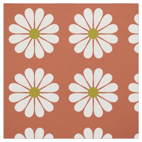 Retro Vintage Mod Daisy Floral Pattern Fabric