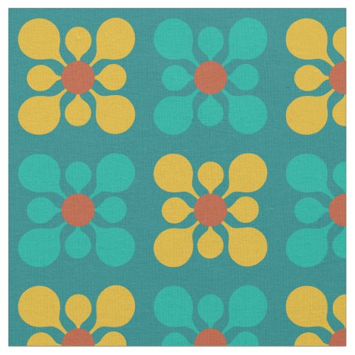 Retro Vintage Mod Floral Pattern Fabric