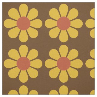 Retro Vintage Mod Floral Pattern Fabric
