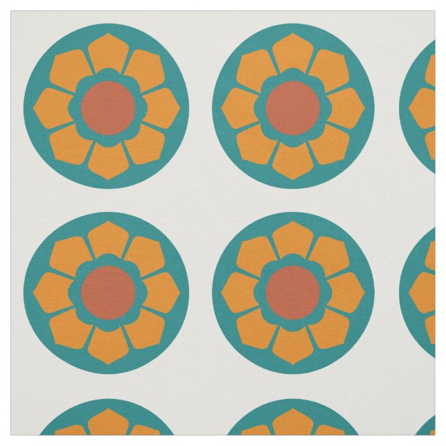 Retro Vintage Mod Flower Pattern Fabric (Swatch)