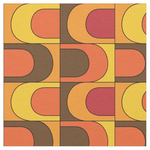 Retro Vintage Mod Orange Pattern Fabric