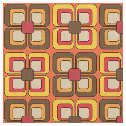 Retro Vintage Mod Orange Pattern Fabric