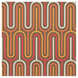 Retro Vintage Mod Orange Pattern Fabric