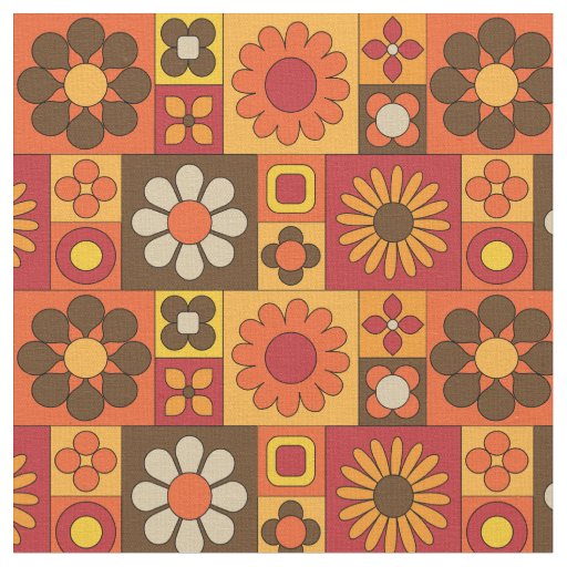 Retro Vintage Mod Orange Pattern Fabric