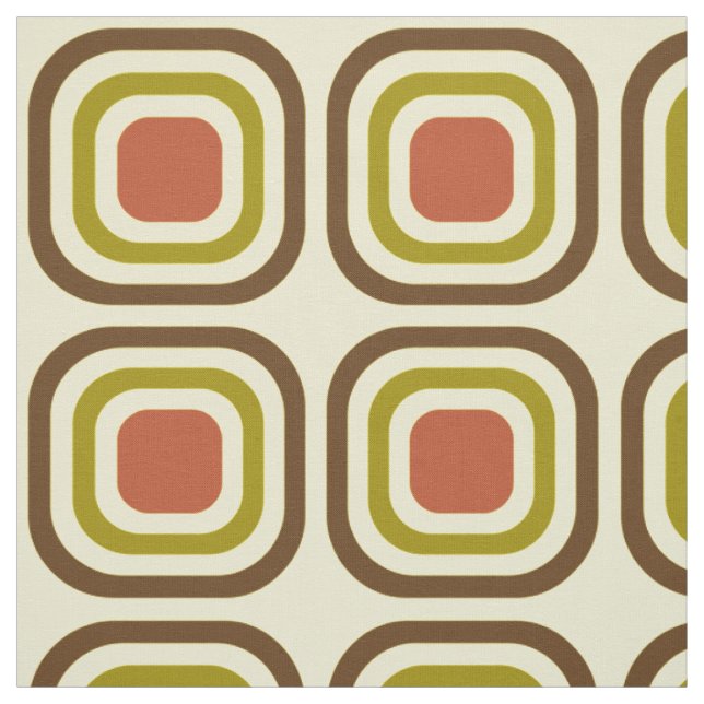 Retro Vintage Mod Square Pattern Fabric (Swatch)