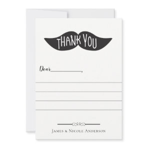 Retro Vintage Modern Mustache Full Photo Thank You Card