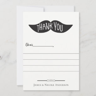 Retro Vintage Modern Mustache Full Photo Thank You Card