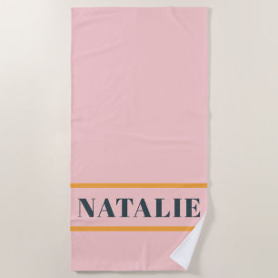 Retro Vintage Modern Pink & Orange Cute Summer Beach Towel