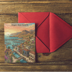 Retro Vintage Mogan Gran Canaria Canary Islands Postcard