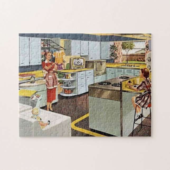 retro vintage Mom and girl Jigsaw Puzzle (Horizontal)