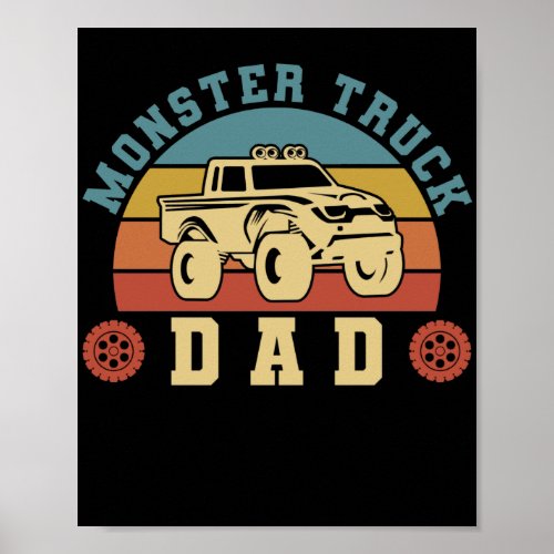 Retro Vintage Monster Truck Dad Father Poster