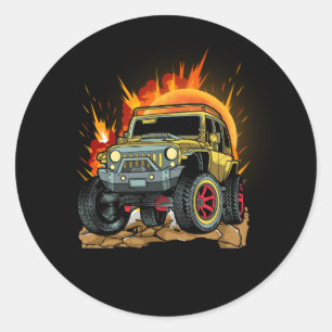 Retro Vintage Monster Trucks Are My Jam Monster Tr Classic Round Sticker