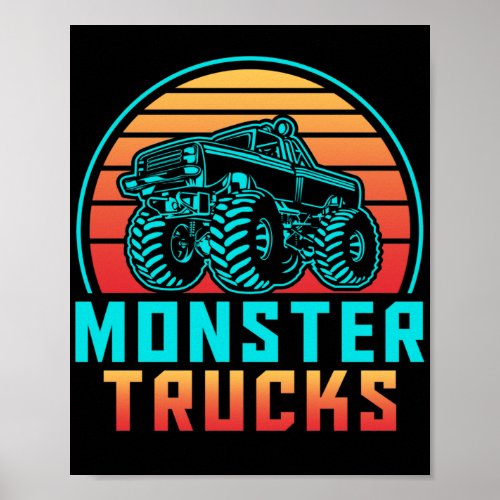 Retro Vintage Monster Trucks Poster
