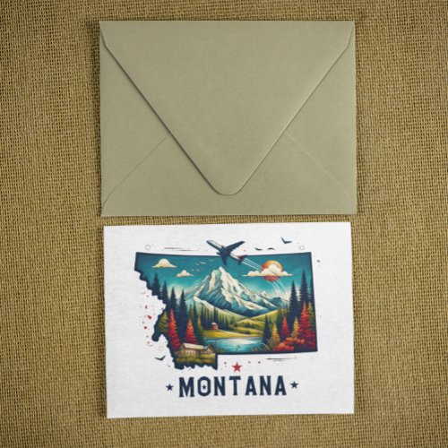 Retro Vintage Montana State Map Postcard