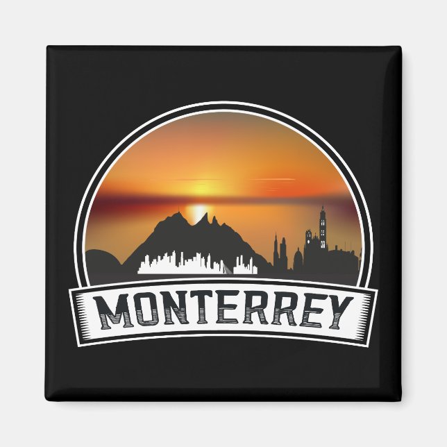 Retro Vintage Monterrey Mexico Sunset Cityscape  Magnet (Front)
