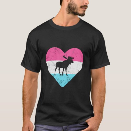 Retro Vintage Moose Gift For Women Or Girls T_Shirt