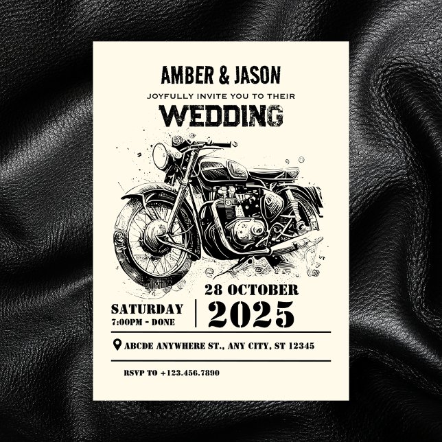 Retro vintage Motorcycle custom biker wedding Invitation (Creator Uploaded)
