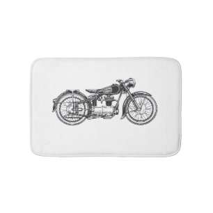 Retro Vintage Motorcycle _ I Love My Motorcycle Bath Mat