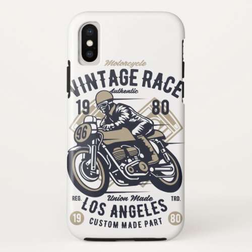 Retro Vintage Motorcycle Race Los Angeles Poster iPhone X Case