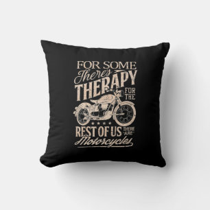 Retro Vintage Motorcycle rider therapy Throw Pillow