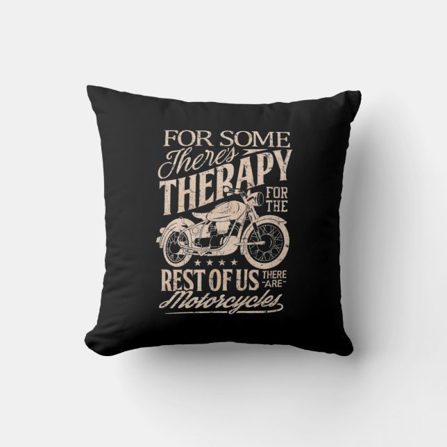 Retro Vintage Motorcycle rider therapy Throw Pillow (Front)