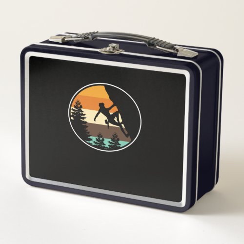 Retro Vintage Mountain Climber Rock Climbing Lover Metal Lunch Box