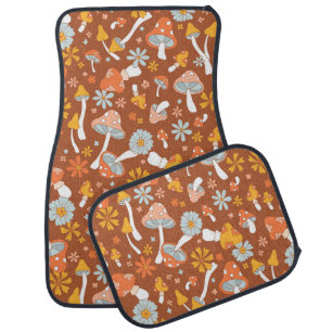 Retro Vintage Mushroom Flower Pattern Car Floor Mat