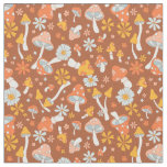 Retro Vintage Mushroom Flower Pattern Fabric