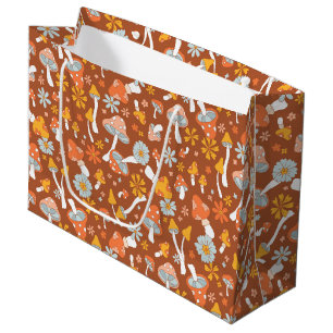 Retro Vintage Mushroom Flower Pattern Large Gift Bag