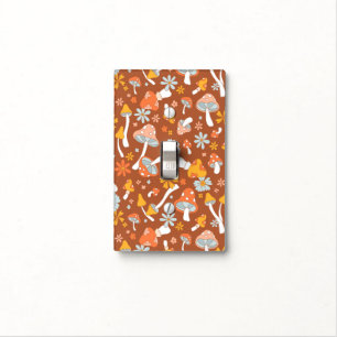 Retro Vintage Mushroom Flower Pattern Light Switch Cover