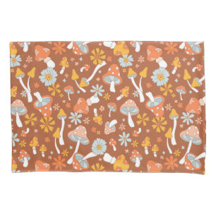 Retro Vintage Mushroom Flower Pattern Pillow Case
