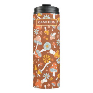 Retro Vintage Mushroom Flower Pattern Thermal Tumbler