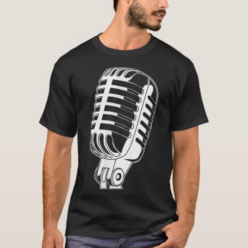 Retro Vintage Music Singer Oldschool Microphone T_Shirt