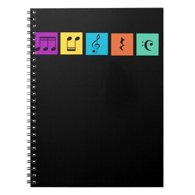 Retro Vintage Musical Notes Music Notebook (Front)
