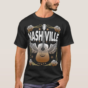 Retro Vintage Nashville Country Music City Guitar  T-Shirt
