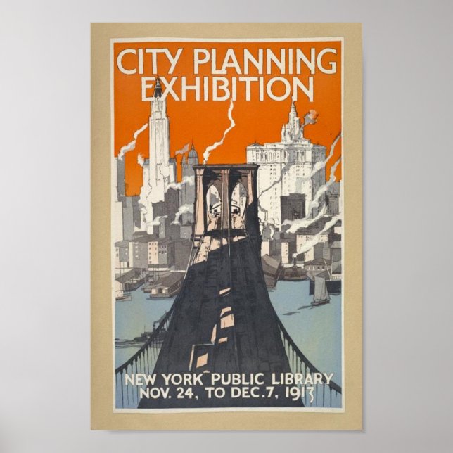 Retro Vintage New York Bridge Poster (Front)