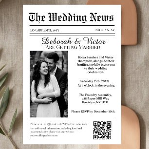 Retro Vintage Newspaper Wedding Invitation