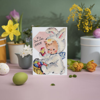 Retro Vintage Niece Bunny Costume Holiday Card by DoodlesHolidayGifts at Zazzle