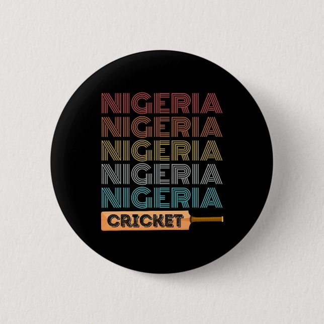 Retro Vintage Nigeria Cricket  Button (Front)