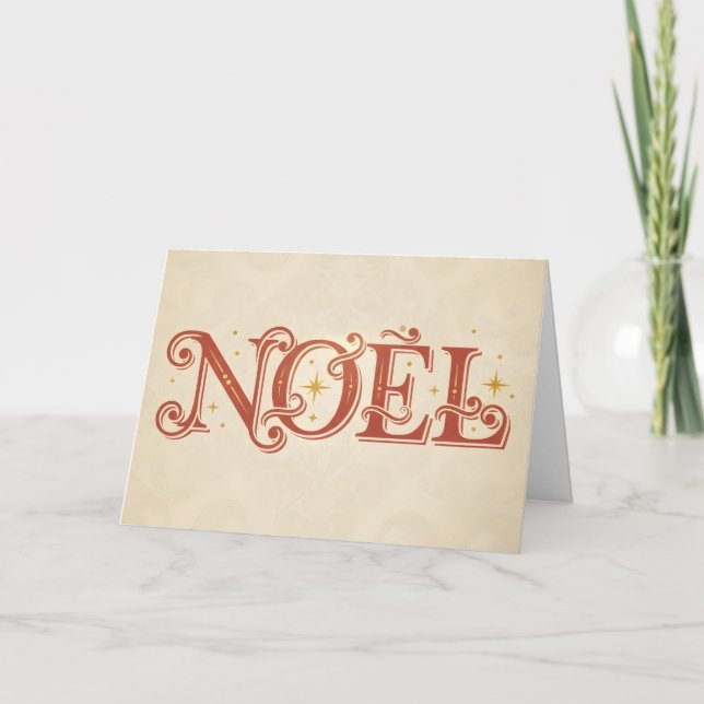 Retro Vintage Noel Christmas Holiday Card (Front)
