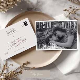 Retro Vintage Old Money Wedding Photo Save The Date