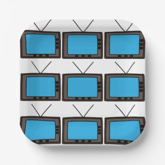 Retro Vintage Old Television Party Paper Plates